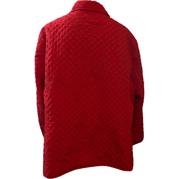 RQT Women's Red Floral Quilted Jacket, Plus Size 3X - Picture 3 of 4